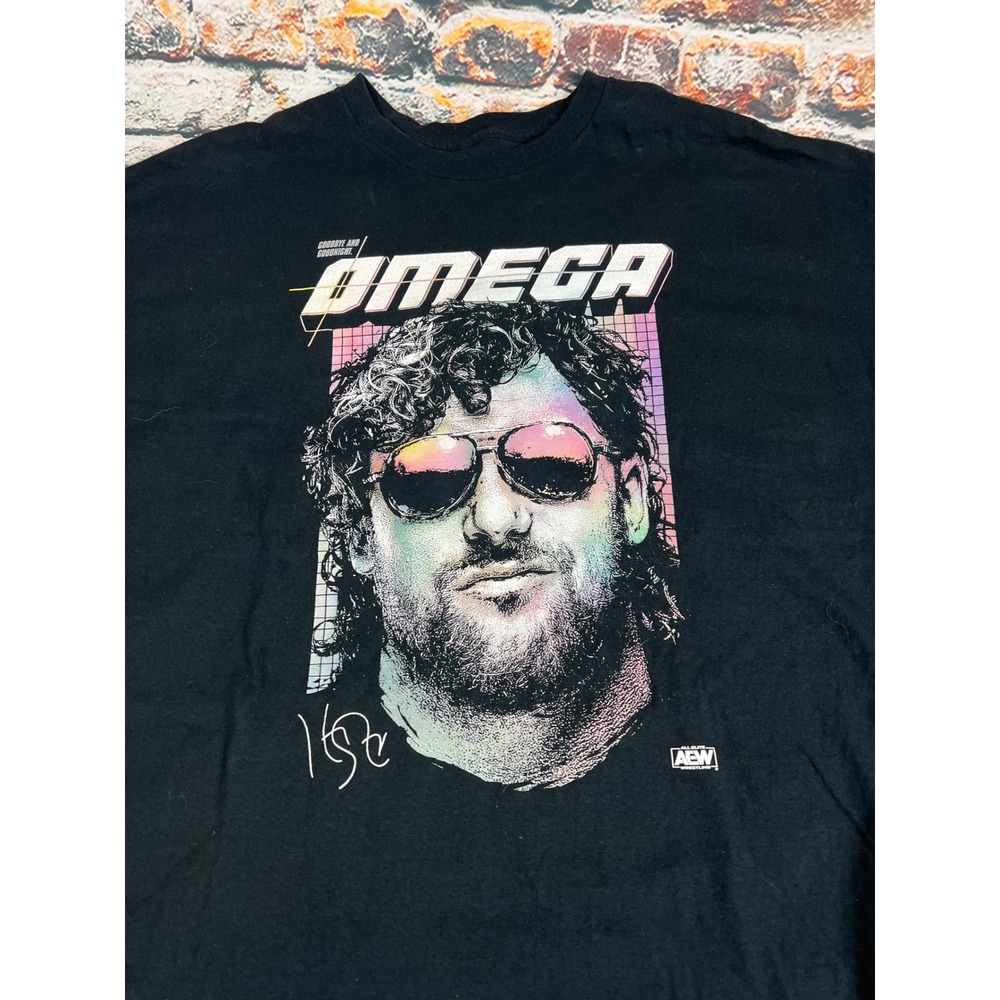 AEW Kenny Omega Wrestling Graphic T-Shirt Black Mens XL Vaporwave Signature Tee - Picture 2 of 4